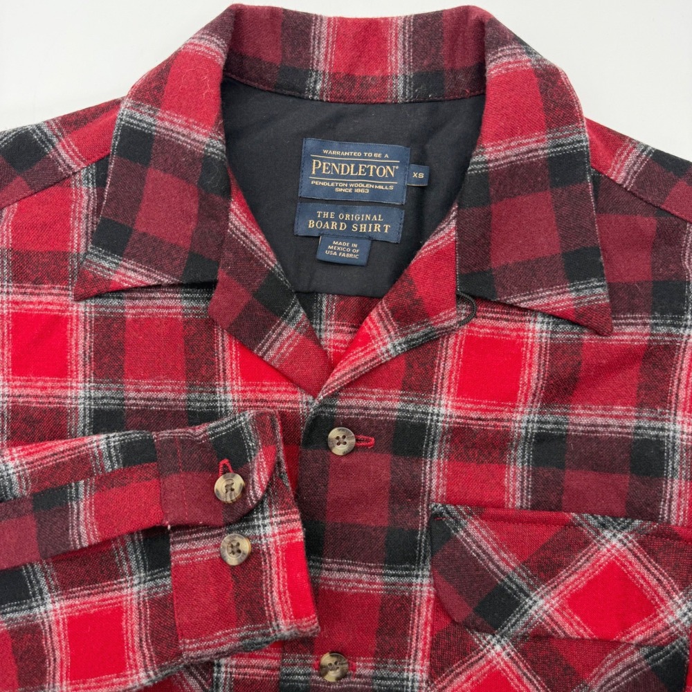 Pendleton Board Shirt Mens XS Red Original Board Shirt 100% Wool Plaid Flannel
